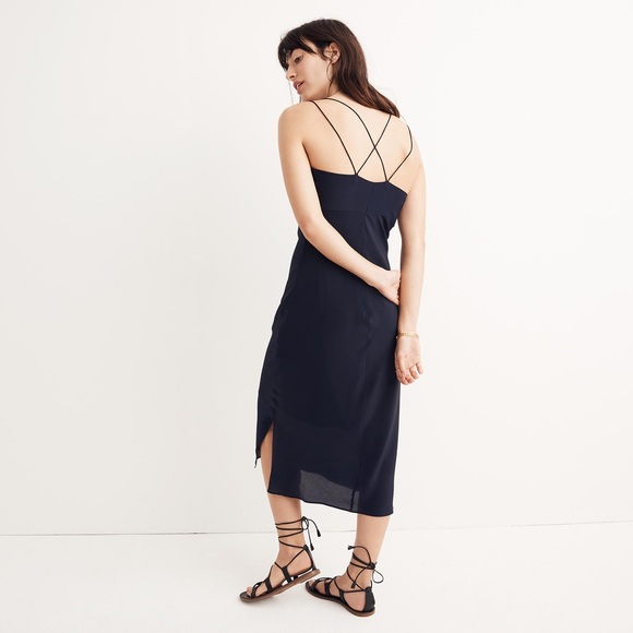Madewell Navy Silk Slip Dress 